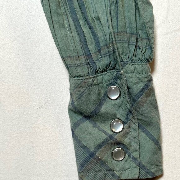 3J Workshop Johnny Was Embroidered Plaid Snap Shirt Green M Y2K Rock N Roll - Picture 10 of 12